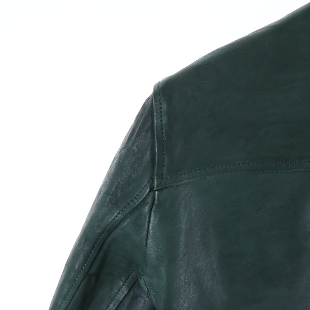 BACK LASH(バックラッシュ) ジップアップ シングルレザージャケット ライダース ブルゾン グリーン サンプル品