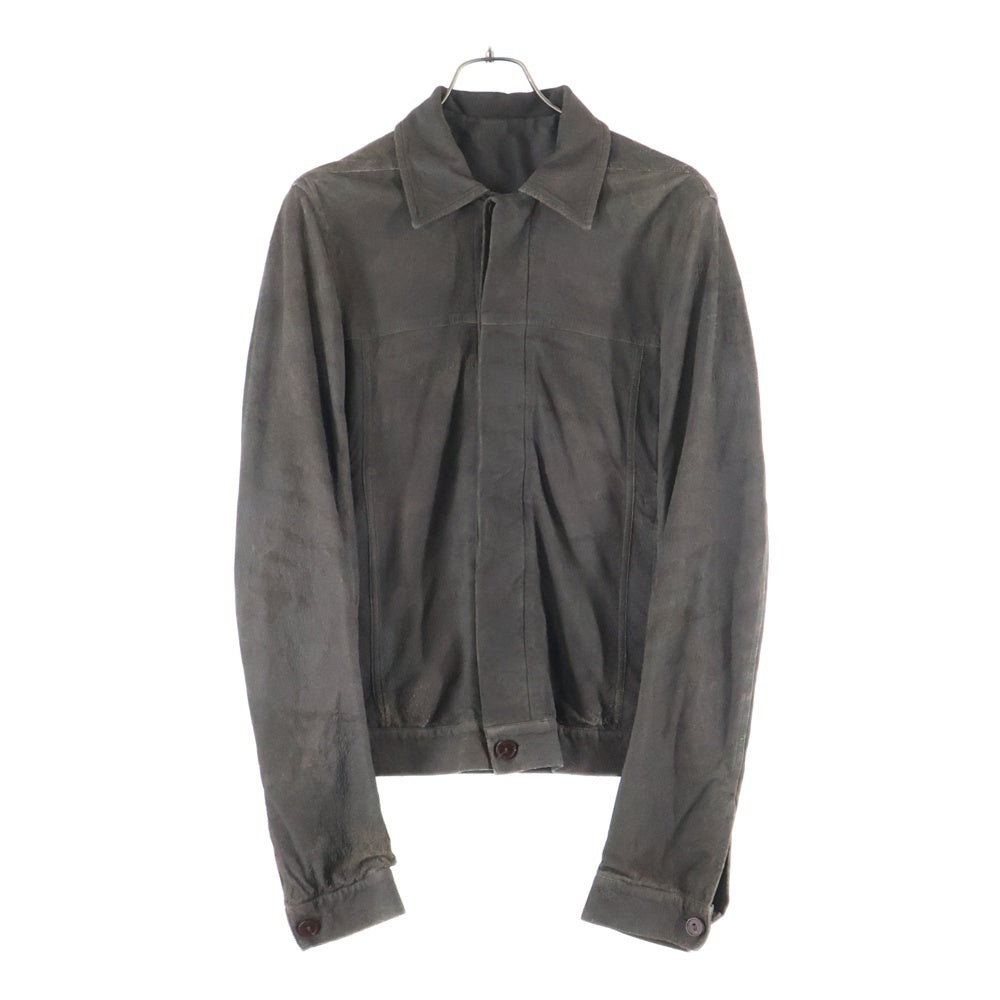 Rick Owens(リックオウエンス) インターシャ ラムレザー ジャケット グレー RU3770