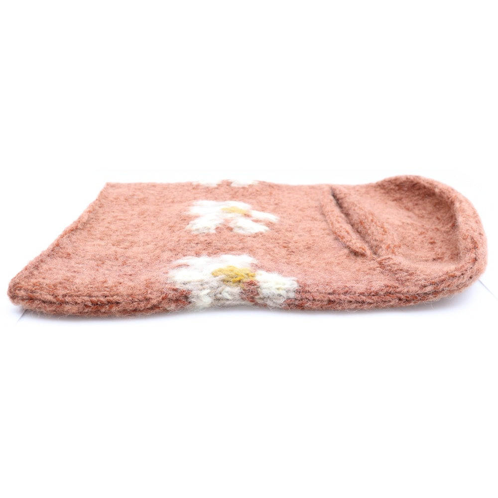 NO BRAND(ノーブランド) MacMahon Knitting Mills マクマホンニッティングミルズ Balaclava-Flower バラクラバ フラワー モヘア混アクリルニットバラクラバ 目出し帽 ブラウン