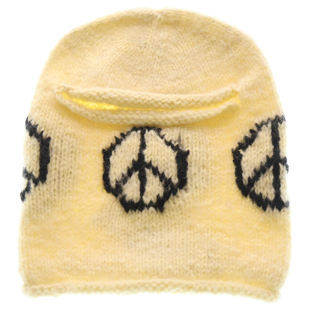 NO BRAND(ノーブランド) MacMahon Knitting Mills マクマホンニッティングミルズ Balaclava-Peace バラクラバ ピース モヘア混アクリルニットバラクラバ 目出し帽 ホワイト
