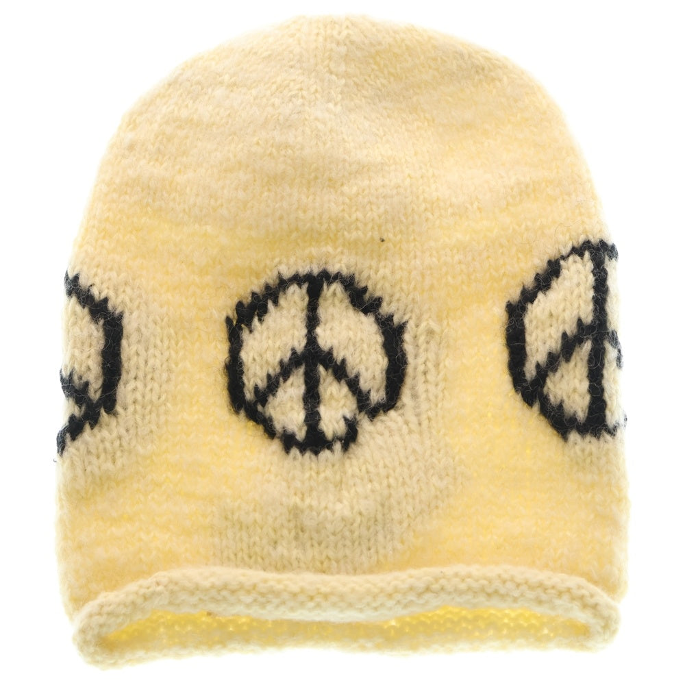 NO BRAND(ノーブランド) MacMahon Knitting Mills マクマホンニッティングミルズ Balaclava-Peace バラクラバ ピース モヘア混アクリルニットバラクラバ 目出し帽 ホワイト