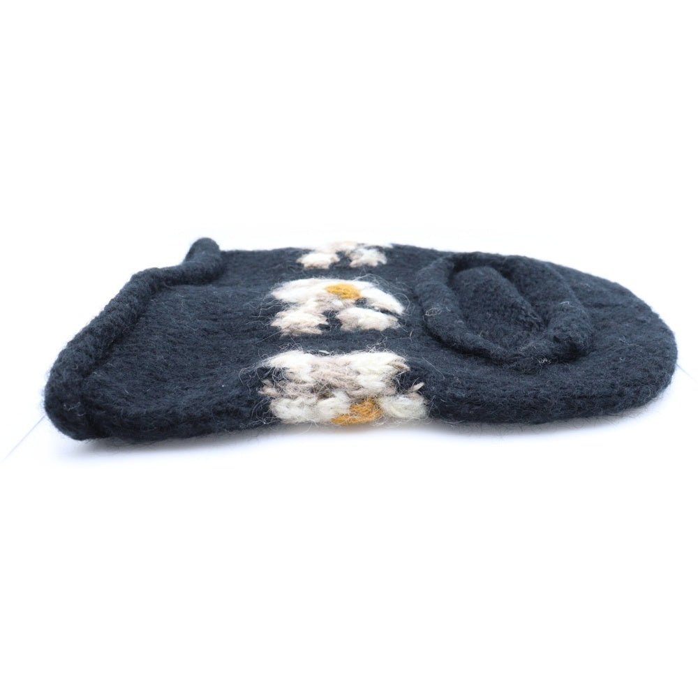NO BRAND(ノーブランド) MacMahon Knitting Mills マクマホンニッティングミルズ Balaclava-Flower バラクラバ フラワー モヘア混アクリルニットバラクラバ 目出し帽 ブラック