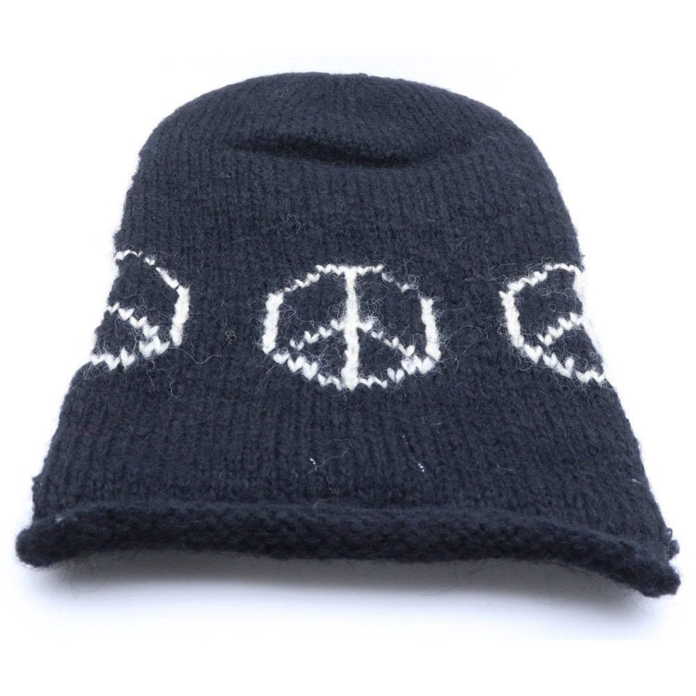 NO BRAND(ノーブランド) MacMahon Knitting Mills マクマホンニッティングミルズ Balaclava-Peace バラクラバ ピース モヘア混アクリルニットバラクラバ 目出し帽 ブラック