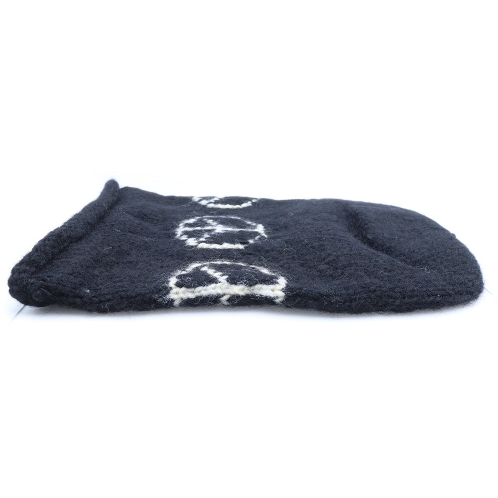NO BRAND(ノーブランド) MacMahon Knitting Mills マクマホンニッティングミルズ Balaclava-Peace バラクラバ ピース モヘア混アクリルニットバラクラバ 目出し帽 ブラック