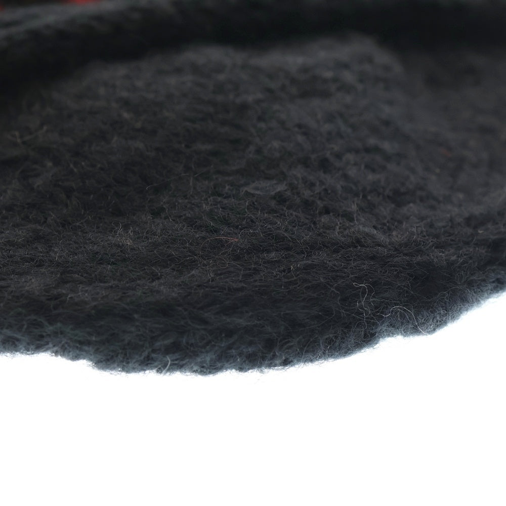 MacMahon Knitting Mills(マクマホンニッティングミルズ) マクマホンニッティングミルズ Balaclava-Peace バラクラバ ピース モヘア混アクリルニットバラクラバ 目出し帽 ブラック/レッド
