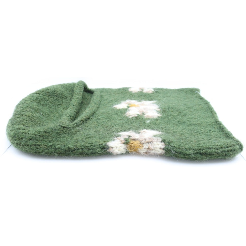 NO BRAND(ノーブランド) MacMahon Knitting Mills マクマホンニッティングミルズ Balaclava-Flower バラクラバ フラワー モヘア混アクリルニットバラクラバ 目出し帽 グリーン