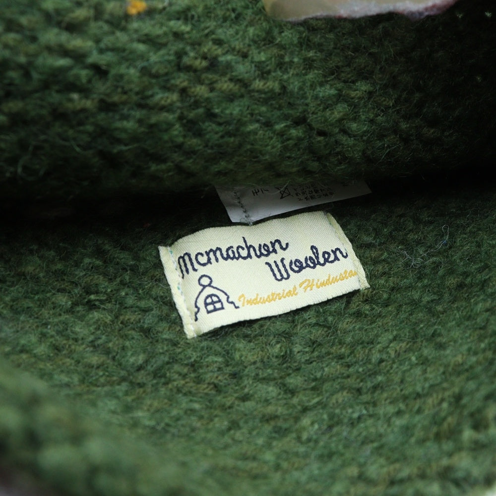 NO BRAND(ノーブランド) MacMahon Knitting Mills マクマホンニッティングミルズ Balaclava-Flower バラクラバ フラワー モヘア混アクリルニットバラクラバ 目出し帽 グリーン