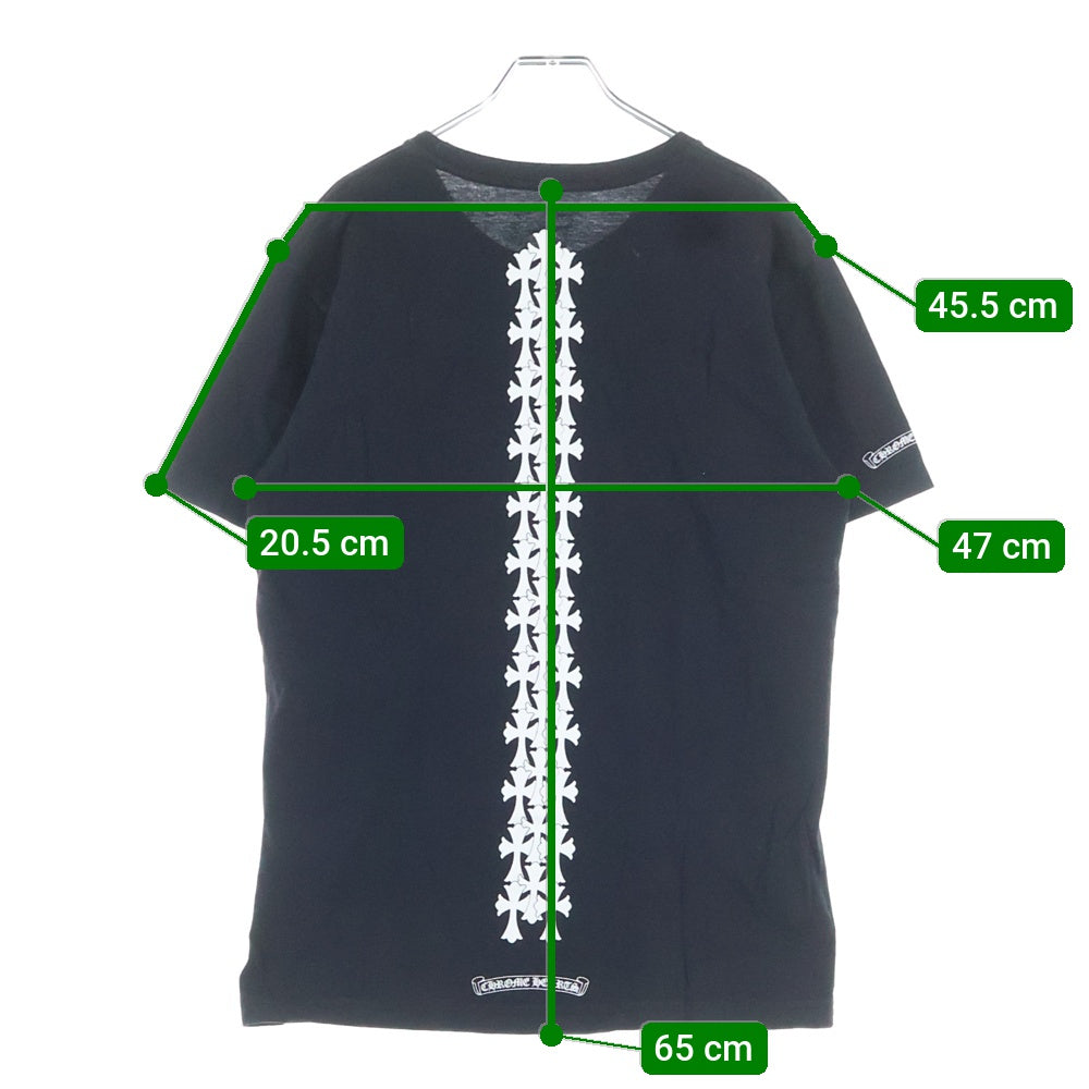 CHROME HEARTS(クロムハーツ) Cemetery Cross Tire Track Tee セメタリークロスタイヤトラックTシャツ クロスプリントクルーネック半袖Tシャツ ブラック