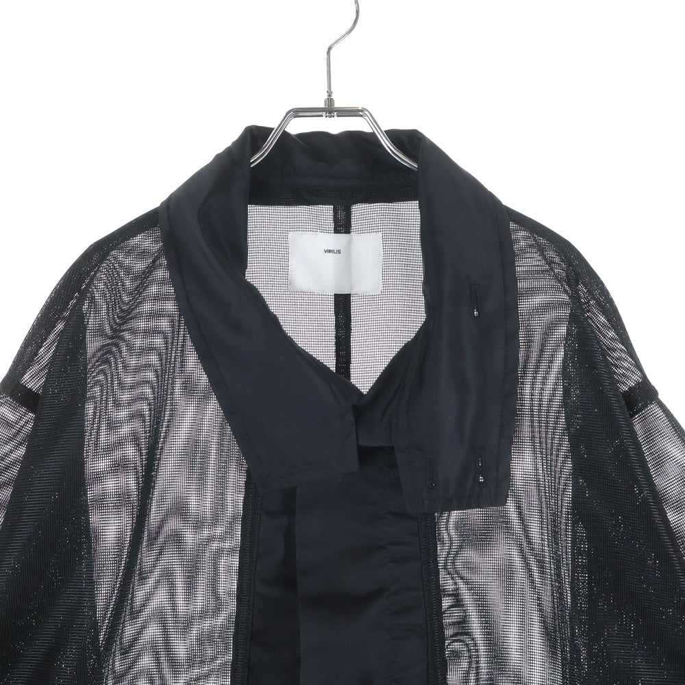 TOGA VIRILIS(トーガ ビリリース) 25SS Nylon twill coat ナイロン ツイル メッシュコート ブラック TV251-FA315