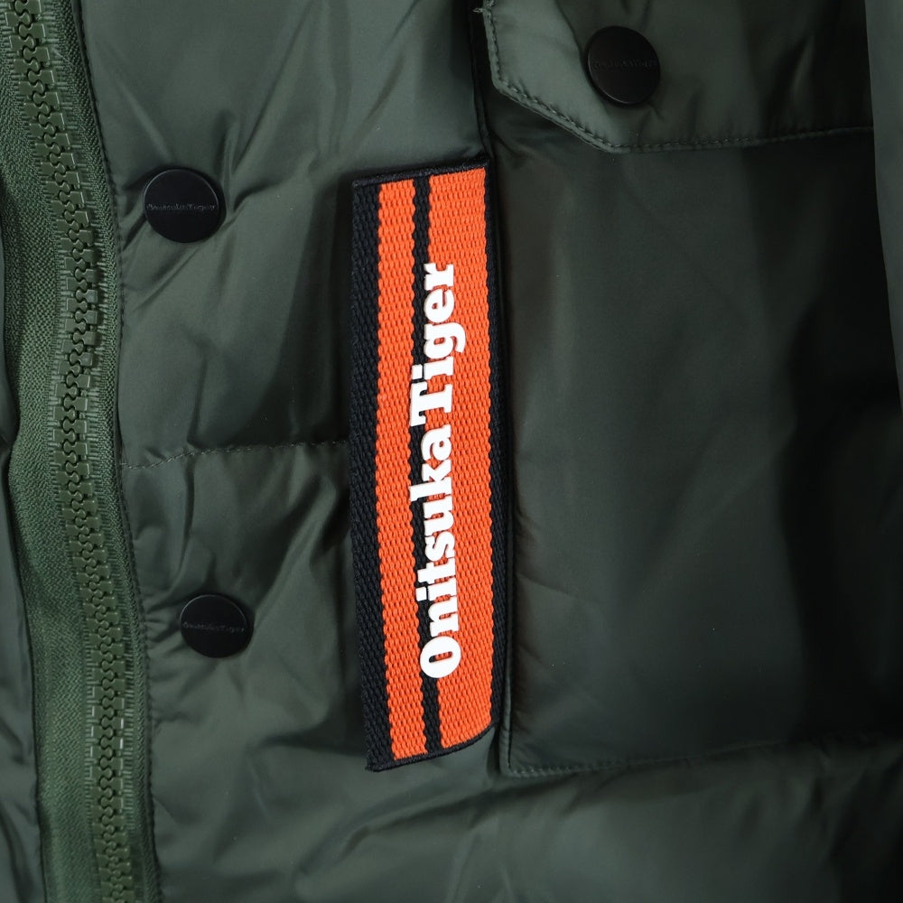 Onitsuka Tiger(オニツカタイガー) DOWN JACKET ジップアップ フーデッド ダウンジャケット カーキ 2183B582