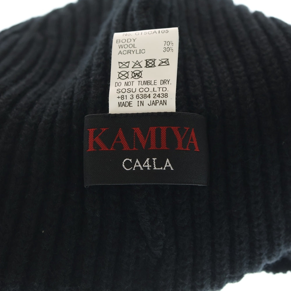KAMIYA(カミヤ) ×CA4LA KMY Beanie カシラ KMYビーニー ロゴ刺繍ニットキャップ G15CA105 ブラック