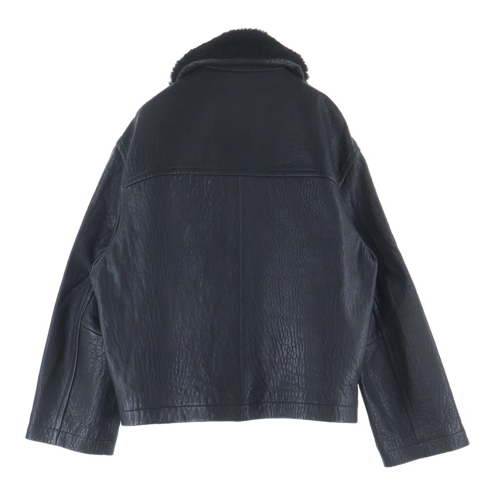 STUDIO NICHOLSON(スタジオニコルソン) 25AW SHEARLING COLLAR JACKET ラムレザー ジャケット ブルゾン ブラック