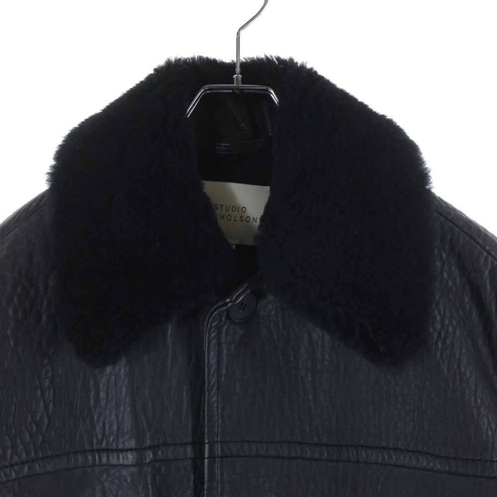 STUDIO NICHOLSON(スタジオニコルソン) 25AW SHEARLING COLLAR JACKET ラムレザー ジャケット ブルゾン ブラック