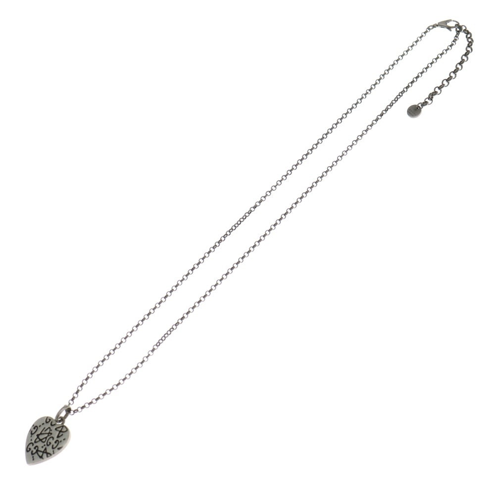 GUCCI(グッチ) Ghost Heart GG Skull ゴーストハートGGスカル ハートモチーフチェーンネックレス Ag925 455540 シルバー レディース