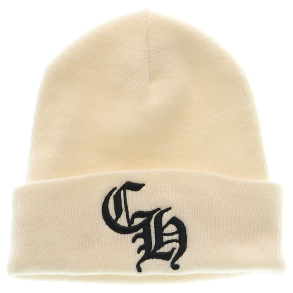 CHROME HEARTS(クロムハーツ) WATCH CAP ワッチキャップ CHロゴ刺繍ビーニー ニットキャップ 帽子 ホワイト レディース