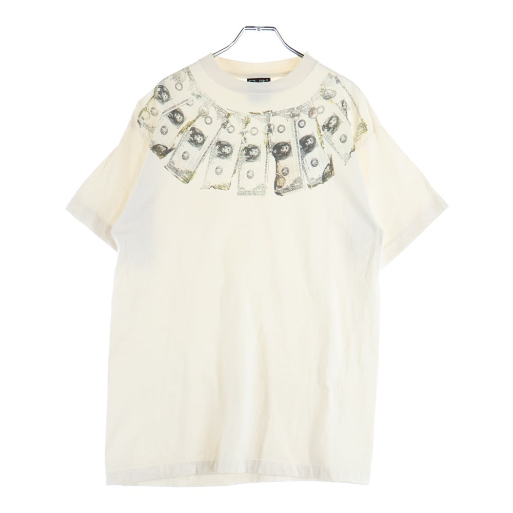 SAINT MICHAEL(セントマイケル) 24SS SS Tee Money SM-YS8-0000-010 ヴィンテージ加工 マネー プリント クルーネック半袖Tシャツカットソー ホワイト