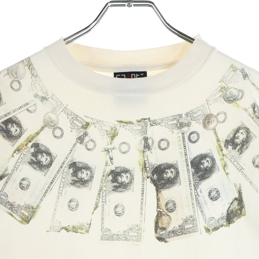 SAINT MICHAEL(セントマイケル) 24SS SS Tee Money SM-YS8-0000-010 ヴィンテージ加工 マネー プリント クルーネック半袖Tシャツカットソー ホワイト