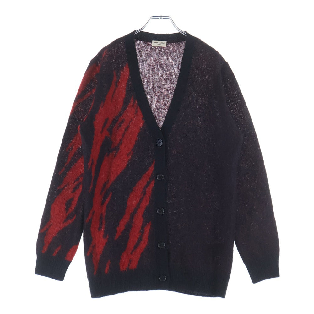 SAINT LAURENT PARIS(サンローランパリ) 17AW Mohair Knit Flame Cardigan モヘアニットフレームカーディガン 総柄モヘアニットカーディガン 480078 YA2IJ レッド