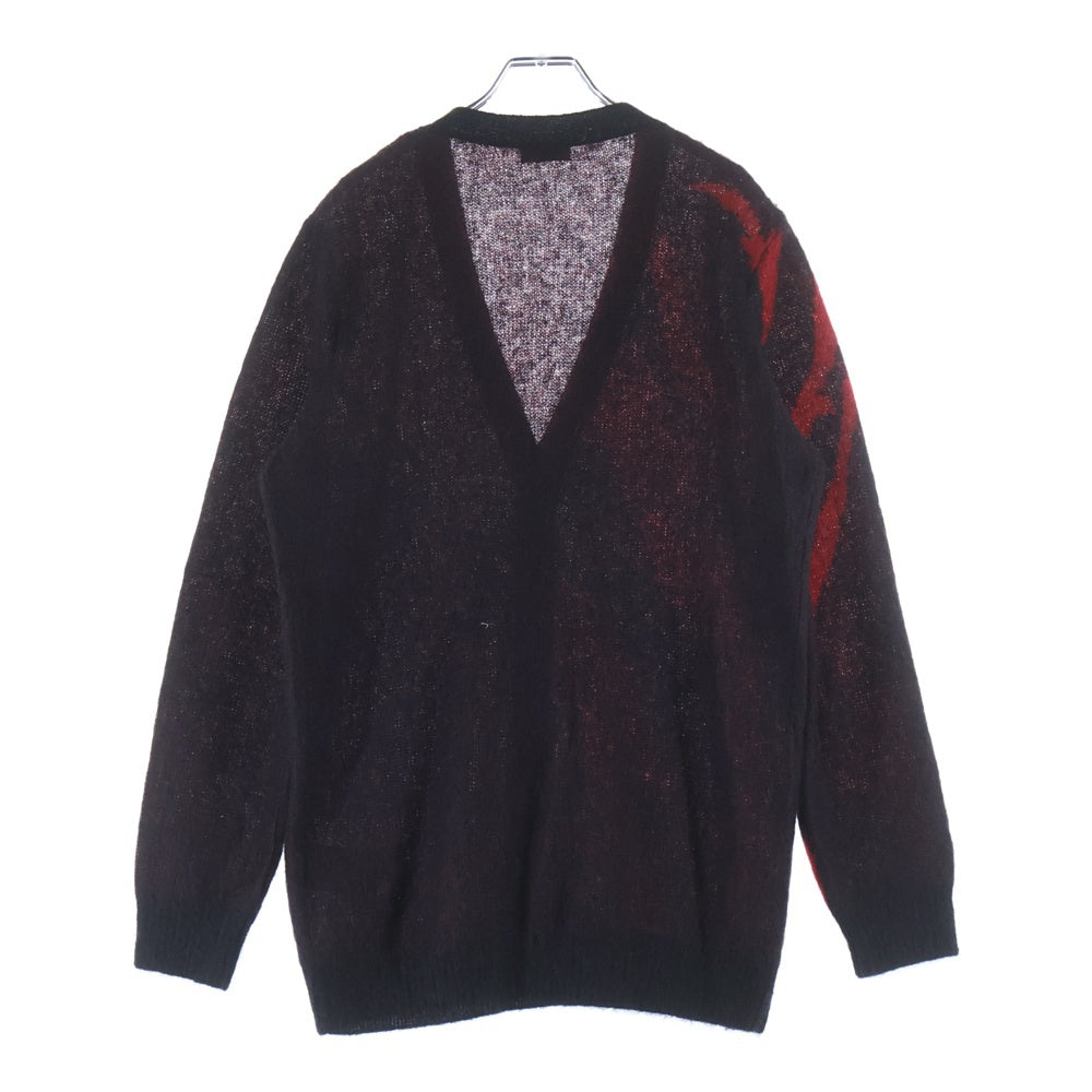 SAINT LAURENT PARIS(サンローランパリ) 17AW Mohair Knit Flame Cardigan モヘアニットフレームカーディガン 総柄モヘアニットカーディガン 480078 YA2IJ レッド