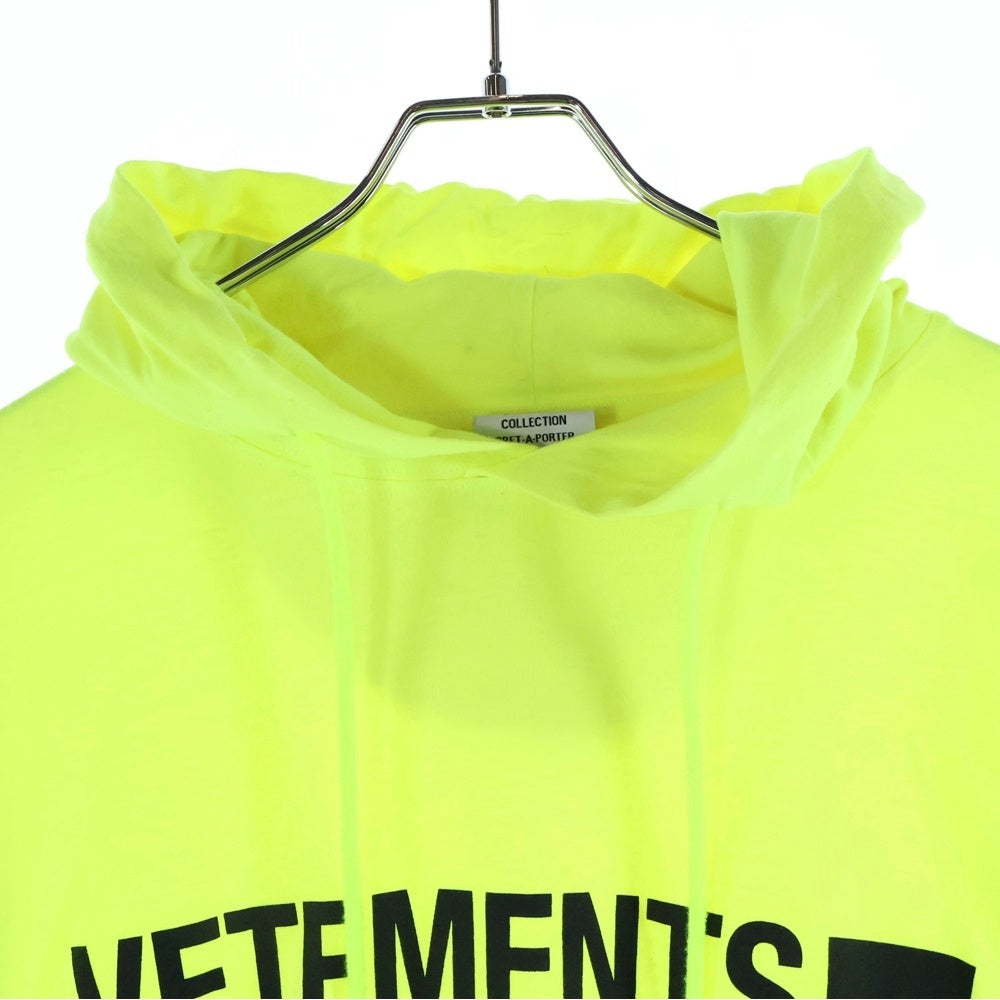 VETEMENTS(ヴェトモン) Limited Edition Parka リミテッドエディションパーカー ロゴプリントフーデット長袖Tシャツ UE51TR830Y イエロー