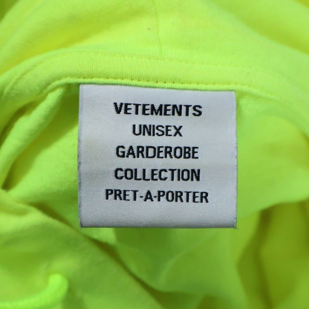 VETEMENTS(ヴェトモン) Limited Edition Parka リミテッドエディションパーカー ロゴプリントフーデット長袖Tシャツ UE51TR830Y イエロー