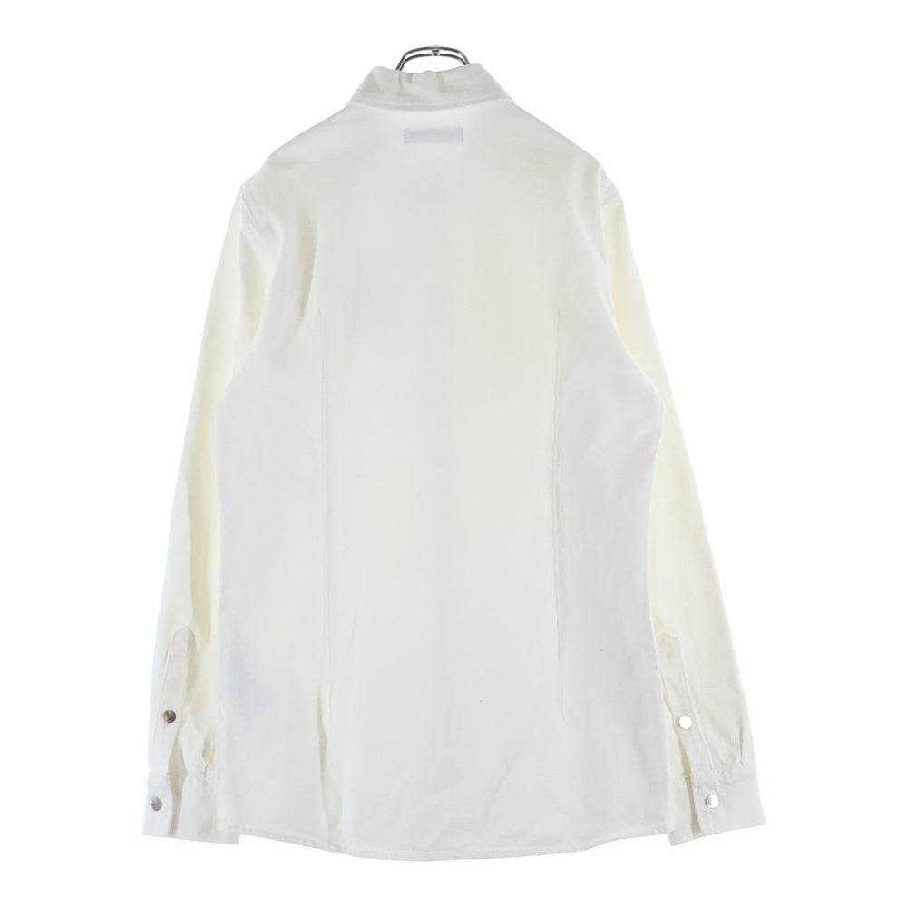 RAF SIMONS(ラフシモンズ) 21SS Slim Fit Denim Shirt スリムフィットデニムシャツ RSロゴ レザーパッチボタンダウン長袖シャツ 211-M240 ホワイト