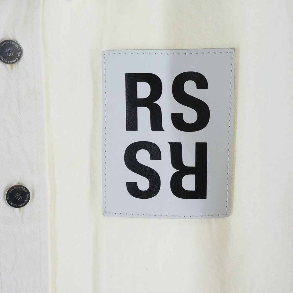 RAF SIMONS(ラフシモンズ) 21SS Slim Fit Denim Shirt スリムフィットデニムシャツ RSロゴ レザーパッチボタンダウン長袖シャツ 211-M240 ホワイト
