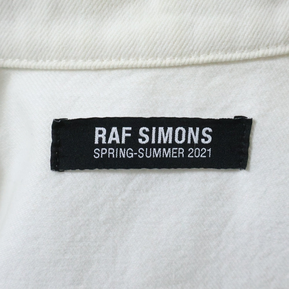 RAF SIMONS(ラフシモンズ) 21SS Slim Fit Denim Shirt スリムフィットデニムシャツ RSロゴ レザーパッチボタンダウン長袖シャツ 211-M240 ホワイト