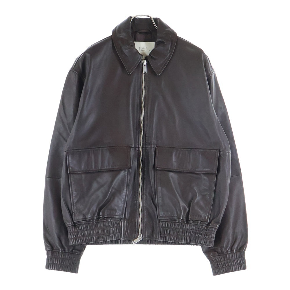 STUDIO NICHOLSON(スタジオニコルソン) 26SS Piston Leather Jacket ピストンレザージャケット ジップアップシープレザージャケット 51-10-452001 ブラウン