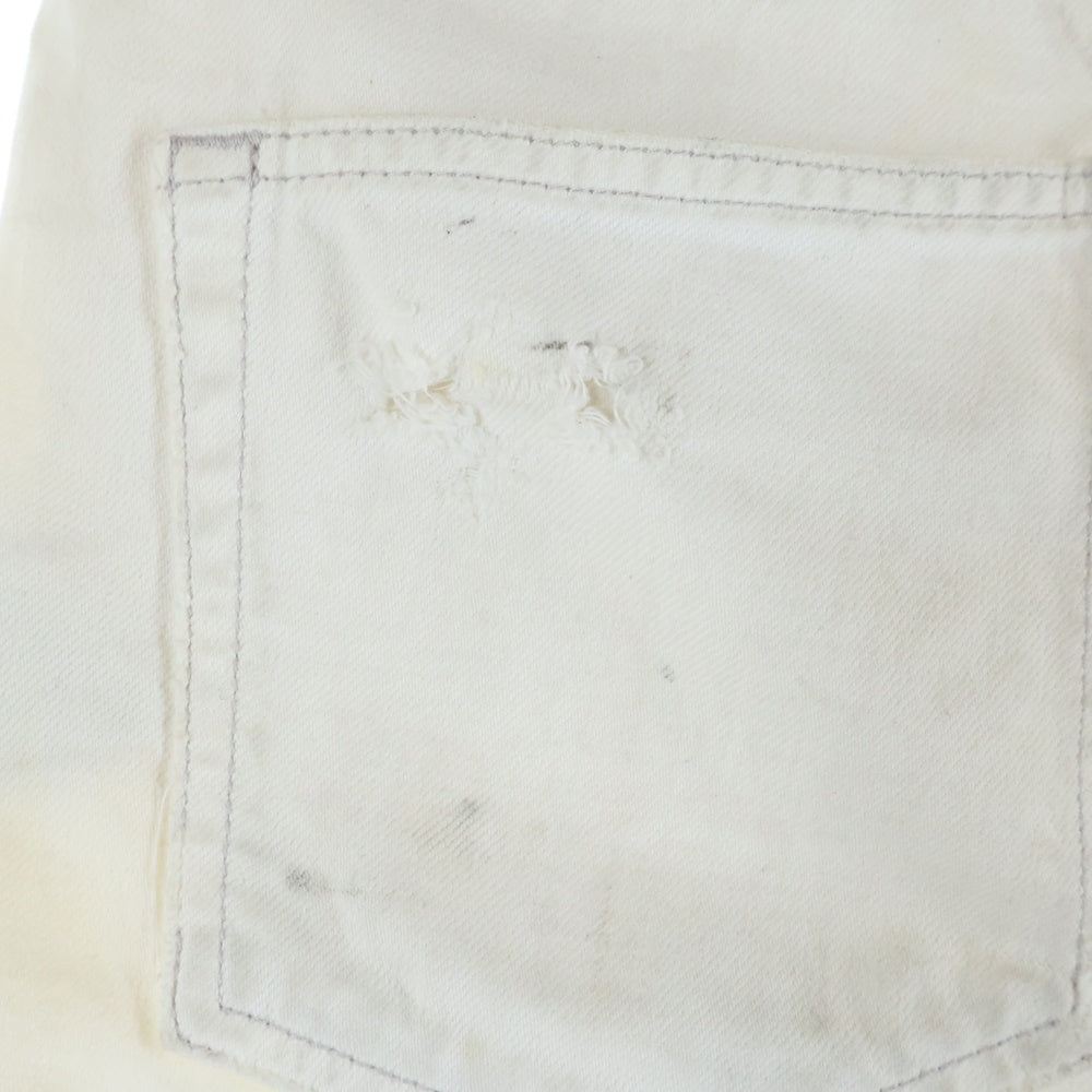 BALMAIN(バルマン) ダメージ加工 ショートデニムパンツ S4HT578C483 ホワイト