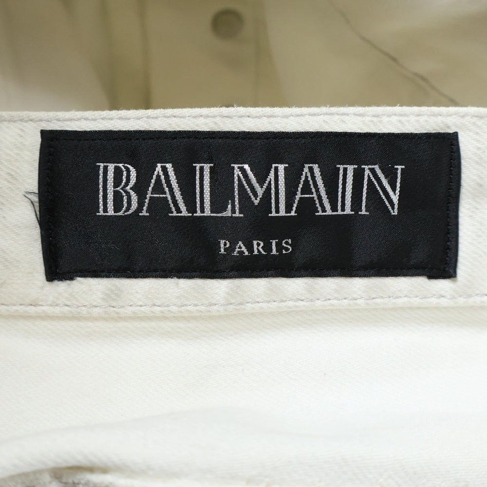 BALMAIN(バルマン) ダメージ加工 ショートデニムパンツ S4HT578C483 ホワイト