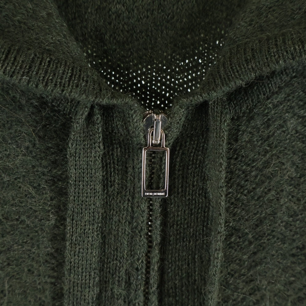 Christian Dior(クリスチャンディオール) フード付き ウール ジップアップ ニット カーディガン 233M254AT510 カーキ