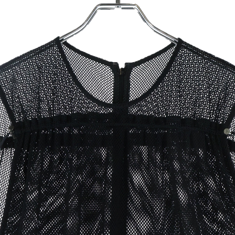 UN3D.(アンスリード) メッシュデザイン ノースリーブ ワンピース ドレス 522130400201 ブラック レディース