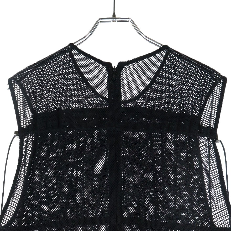 UN3D.(アンスリード) メッシュデザイン ノースリーブ ワンピース ドレス 522130400201 ブラック レディース