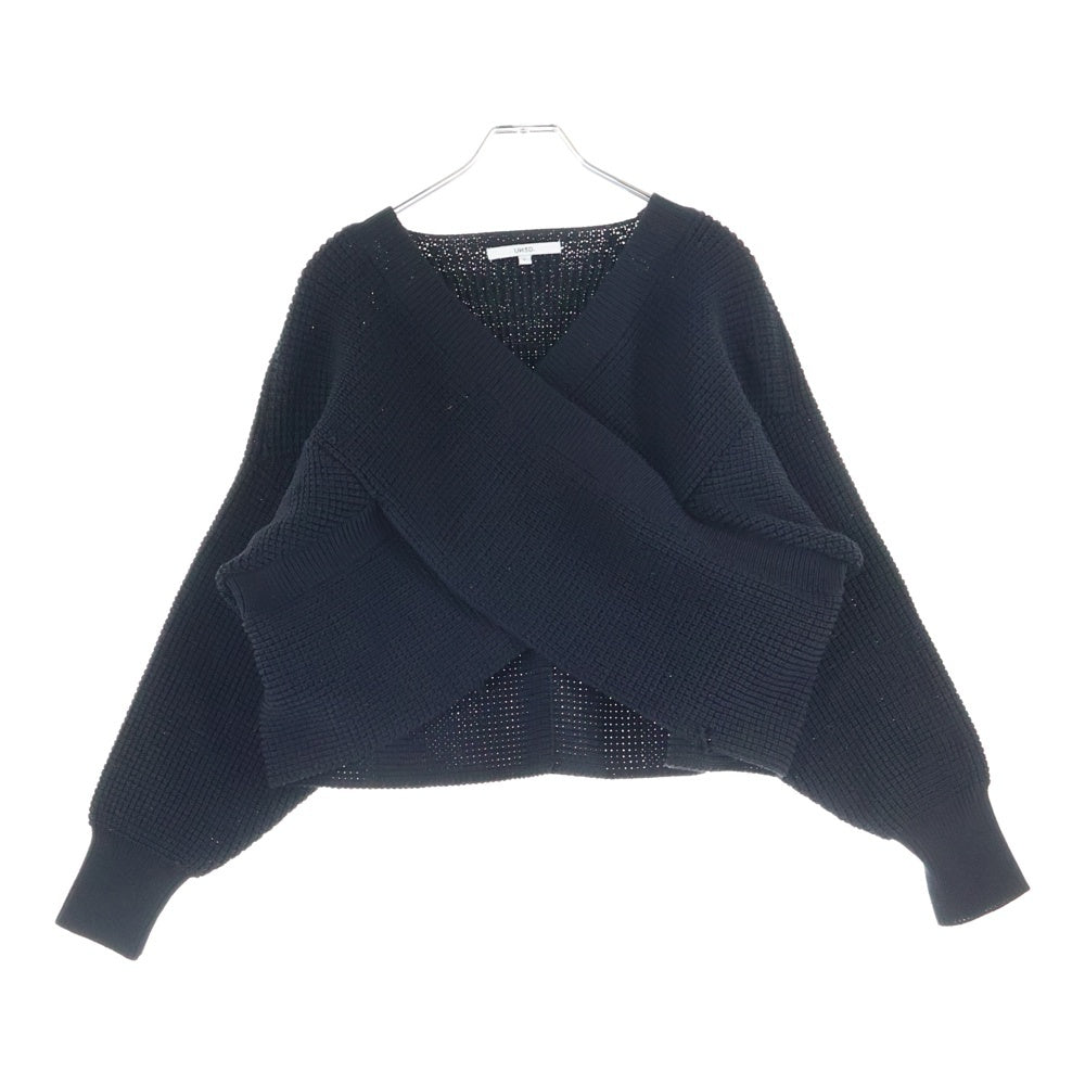 UN3D.(アンスリード) クロスデザイン ショートニット クロップド セーター 522222601501 ブラック レディース