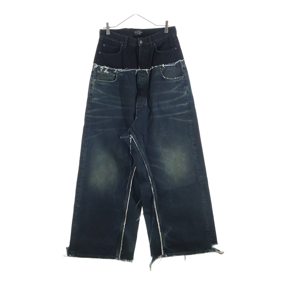 BALENCIAGA(バレンシアガ) 24AW Cut Up Baggy Denim Pants カットアップ ダメージ加工バギーデニムパンツ 805094 TRW93 ブラック/インディゴ