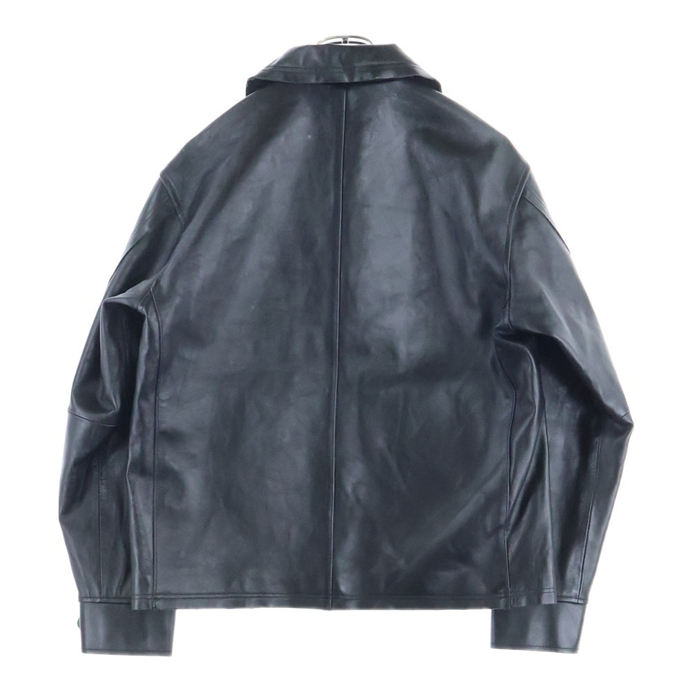SCHOTT(ショット) NANO UNIVERSE ナノユニバース 別注 ラムスキン ボタン ブルゾン レザージャケット ブラック