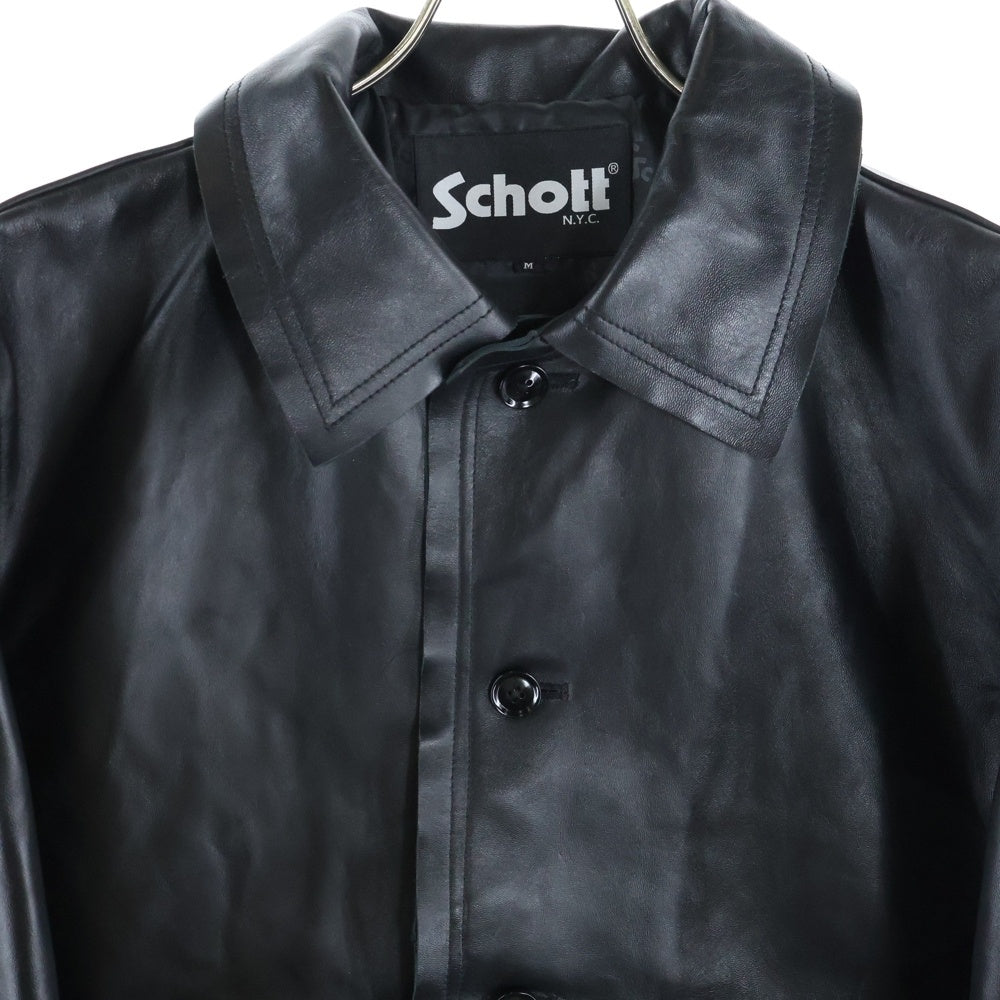 SCHOTT(ショット) NANO UNIVERSE ナノユニバース 別注 ラムスキン ボタン ブルゾン レザージャケット ブラック