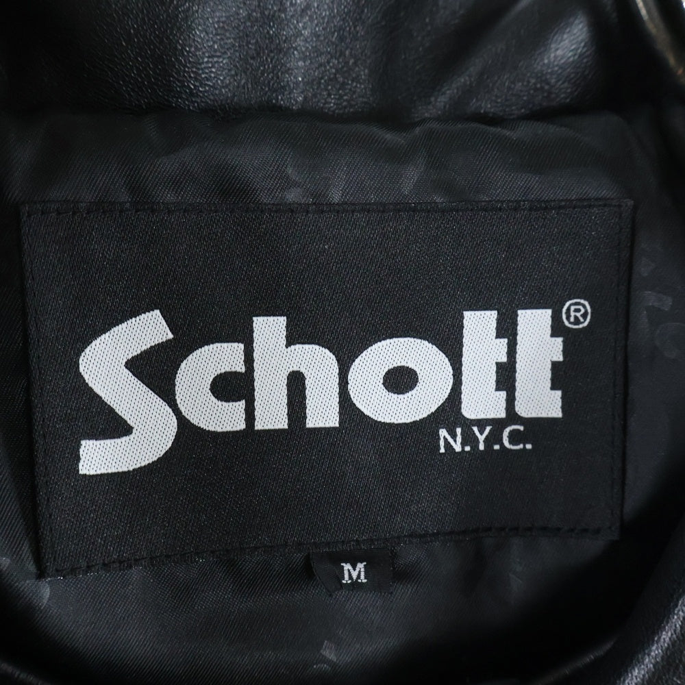 SCHOTT(ショット) NANO UNIVERSE ナノユニバース 別注 ラムスキン ボタン ブルゾン レザージャケット ブラック