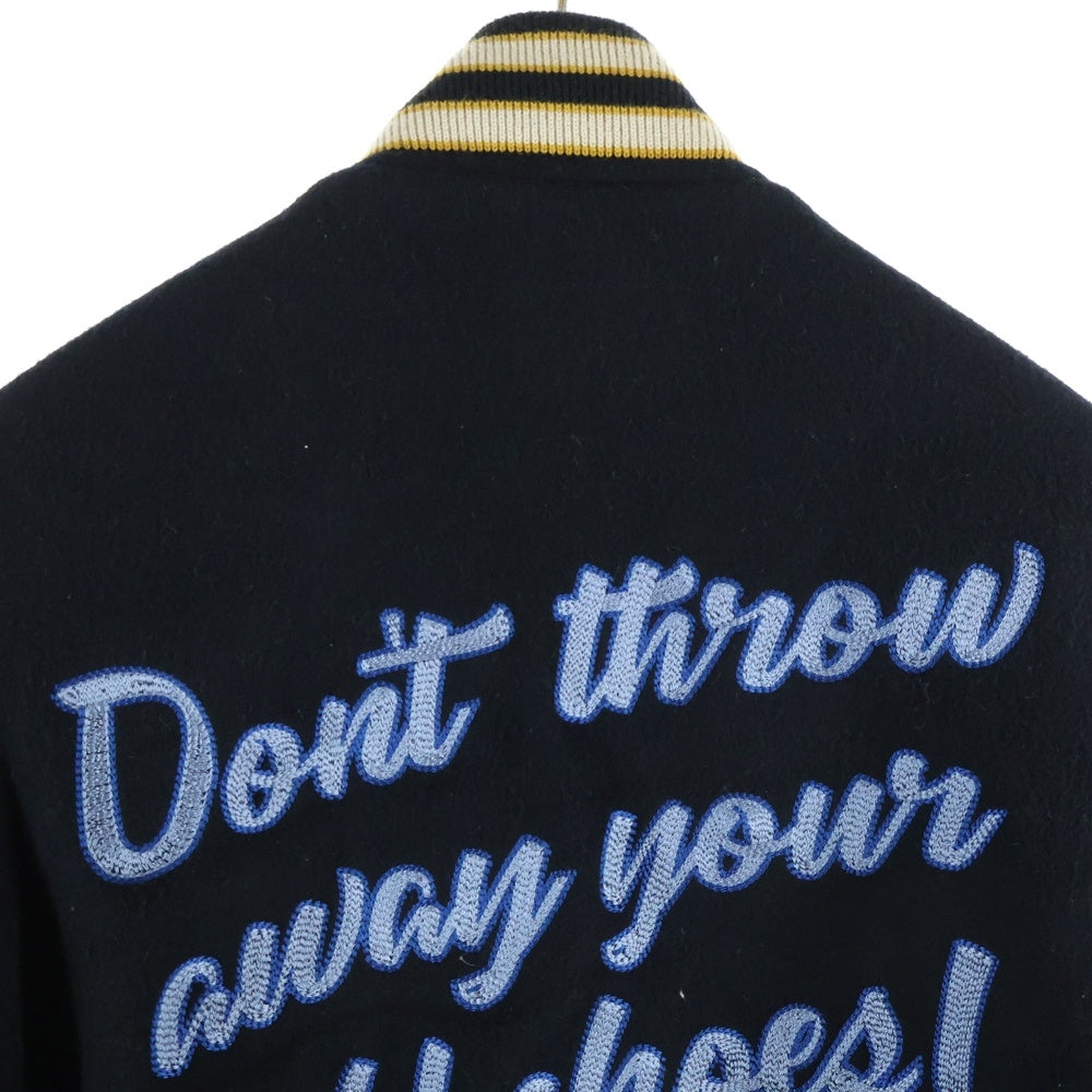 MAISON MIHARAYASUHIRO(メゾンミハラヤスヒロ) 25AW Roll-up Hem Stadium Jacket ロールアップヘムスタジアムジャケット クロップドスタジアムジャケット B15BL041 ブラック/ホワイト