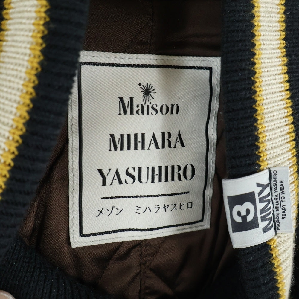 MAISON MIHARAYASUHIRO(メゾンミハラヤスヒロ) 25AW Roll-up Hem Stadium Jacket ロールアップヘムスタジアムジャケット クロップドスタジアムジャケット B15BL041 ブラック/ホワイト