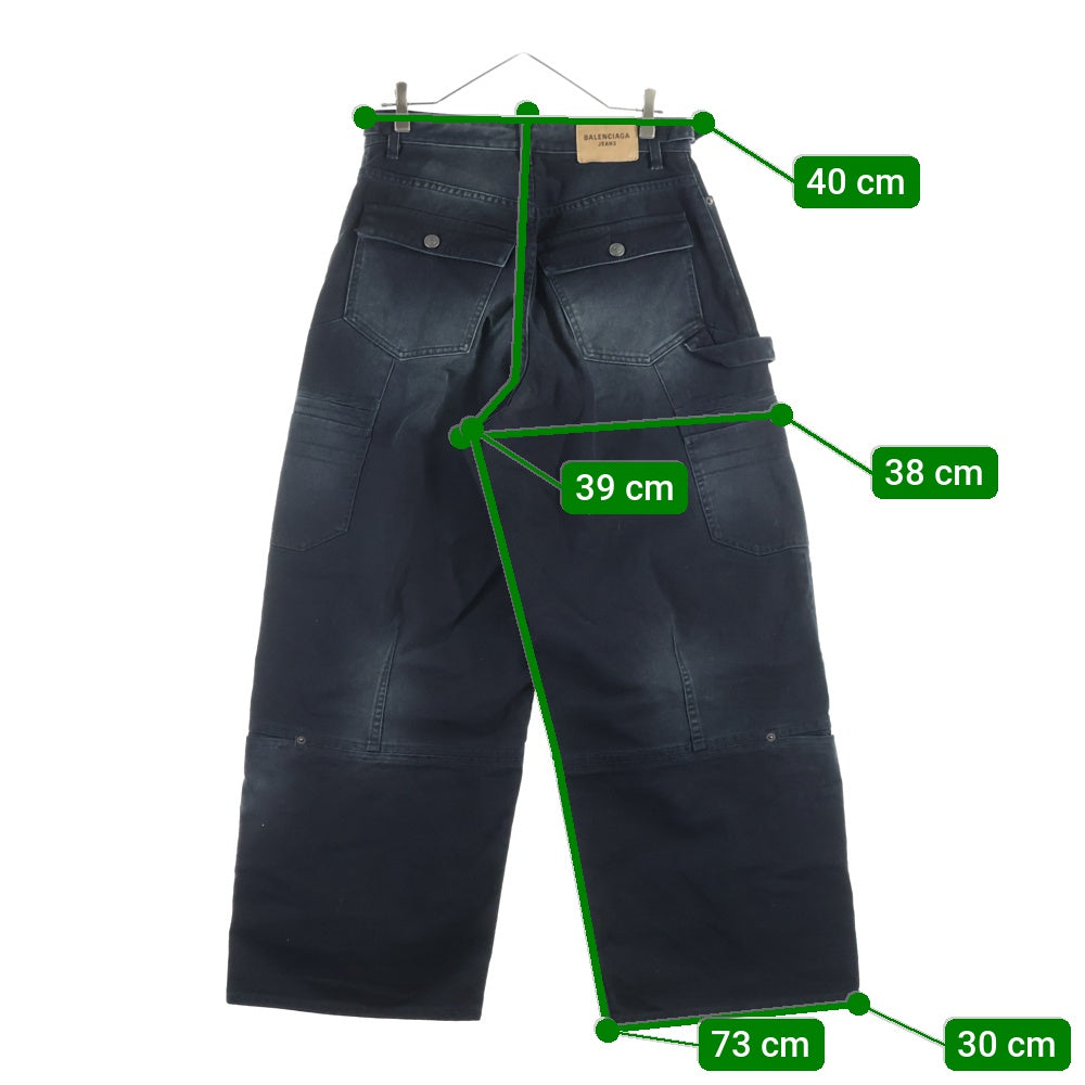 BALENCIAGA(バレンシアガ) 23AW ソフトレフトハンド ワイドカーゴデニムパンツ ブラック 767971 TNW11