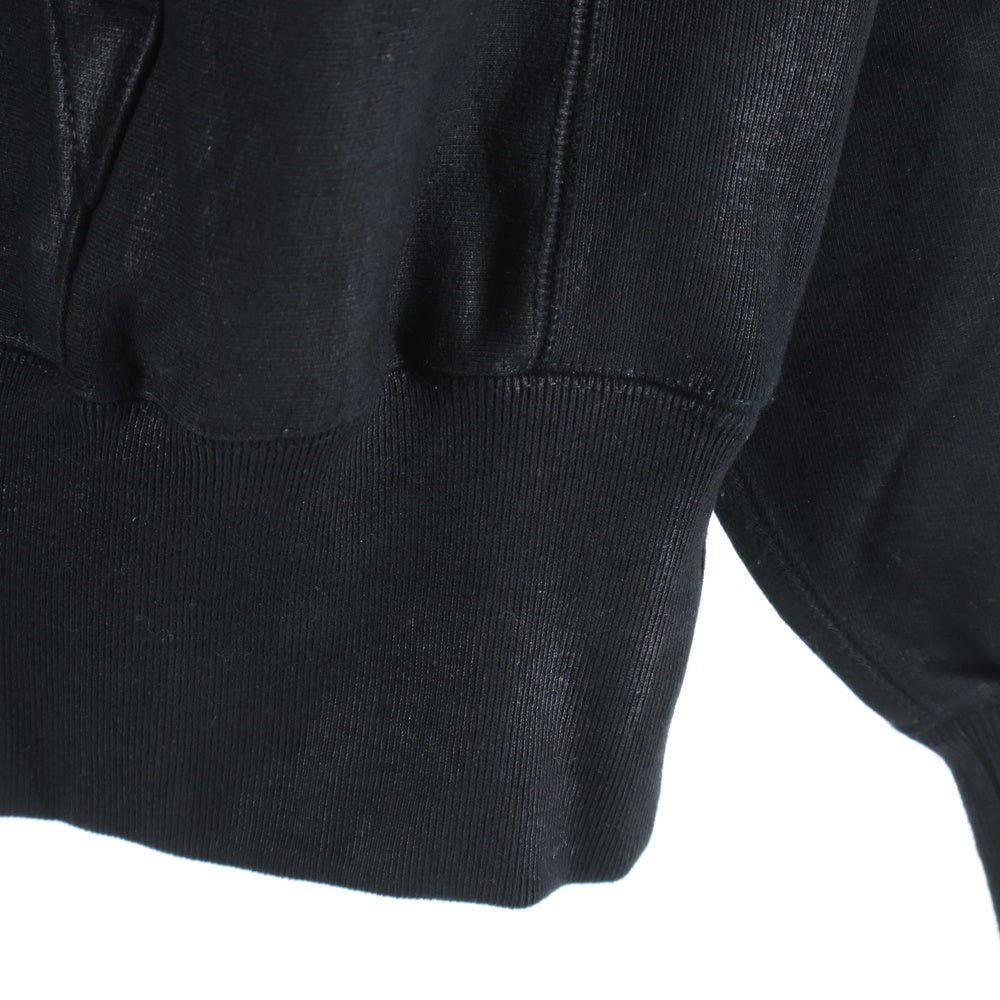 Innocence NYC(イノセンス) Waxed Oil Sweat Hoodie ワックスドオイルスウェットフーディー ロゴ刺繍コーティング加工スウェットパーカー ブラック