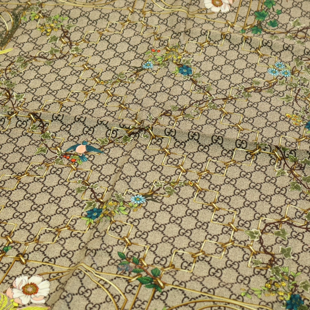 GUCCI(グッチ) プリント シルクツイル スカーフ ブラウン 777066 3G001 レディース