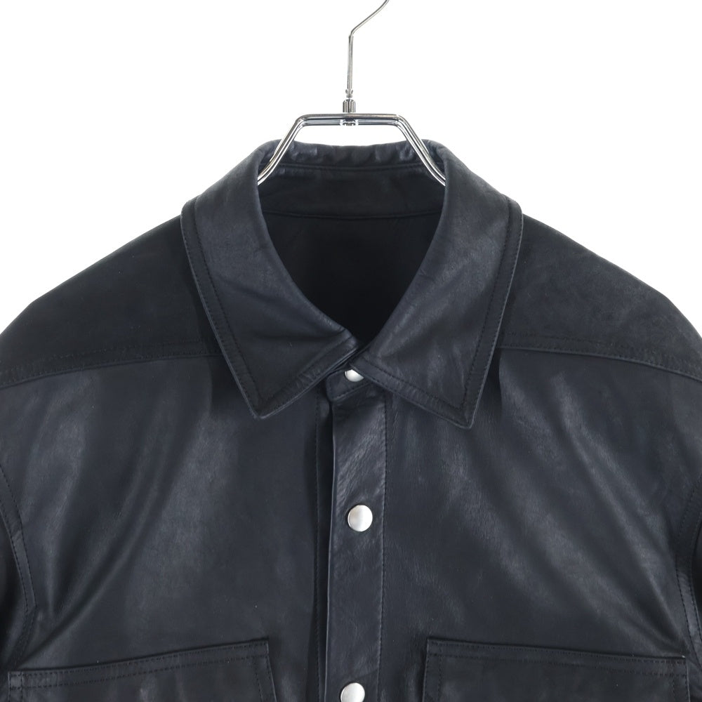 Rick Owens(リックオウエンス) 24AW OUTER SHIRT レザー アウター シャツ ジャケット ブラック RU02D6729-LSA