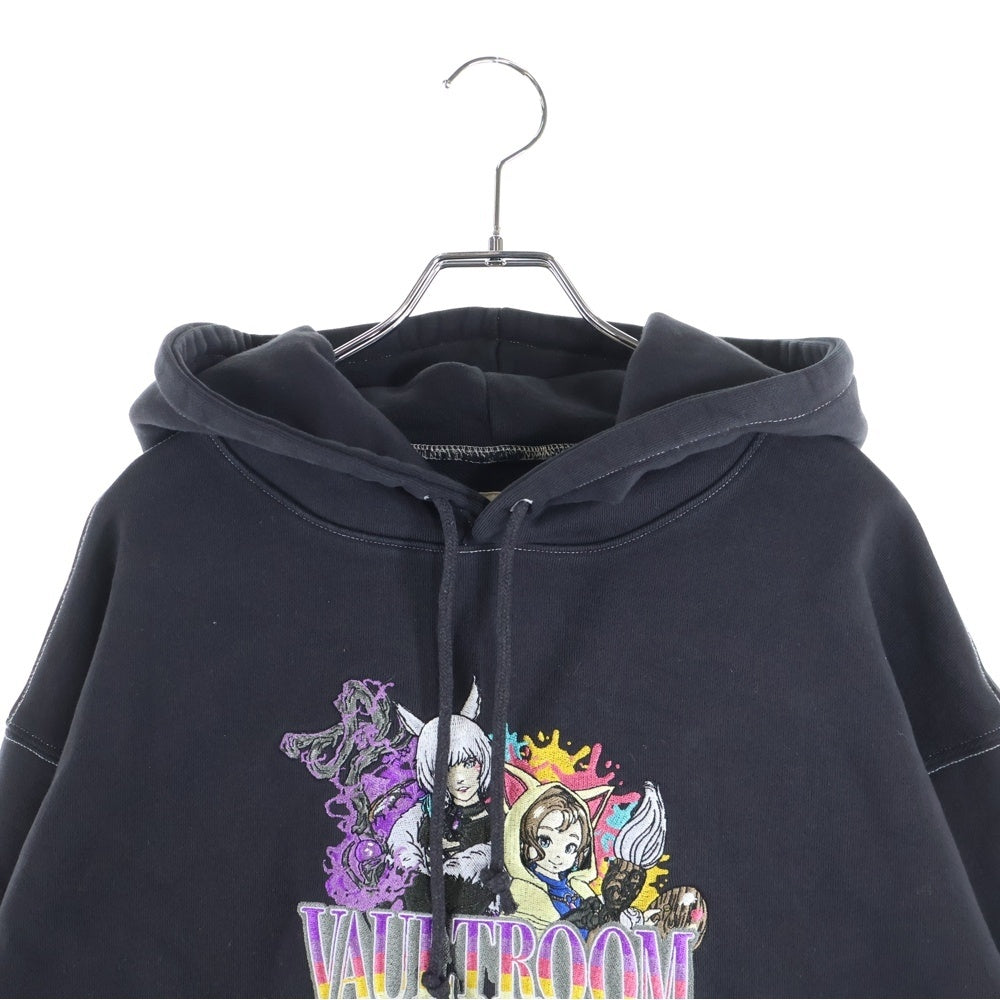 VAULTROOM(ボルトルーム) FF14 KRILE & Y SHTOLA アニメ刺繍 プルオーバー パーカー スウェット ブラック