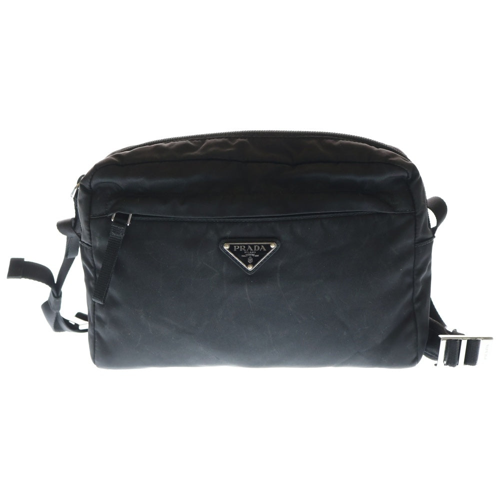 PRADA(プラダ) トライアングルロゴプレート ナイロン ワンショルダー バッグ ブラック レディース