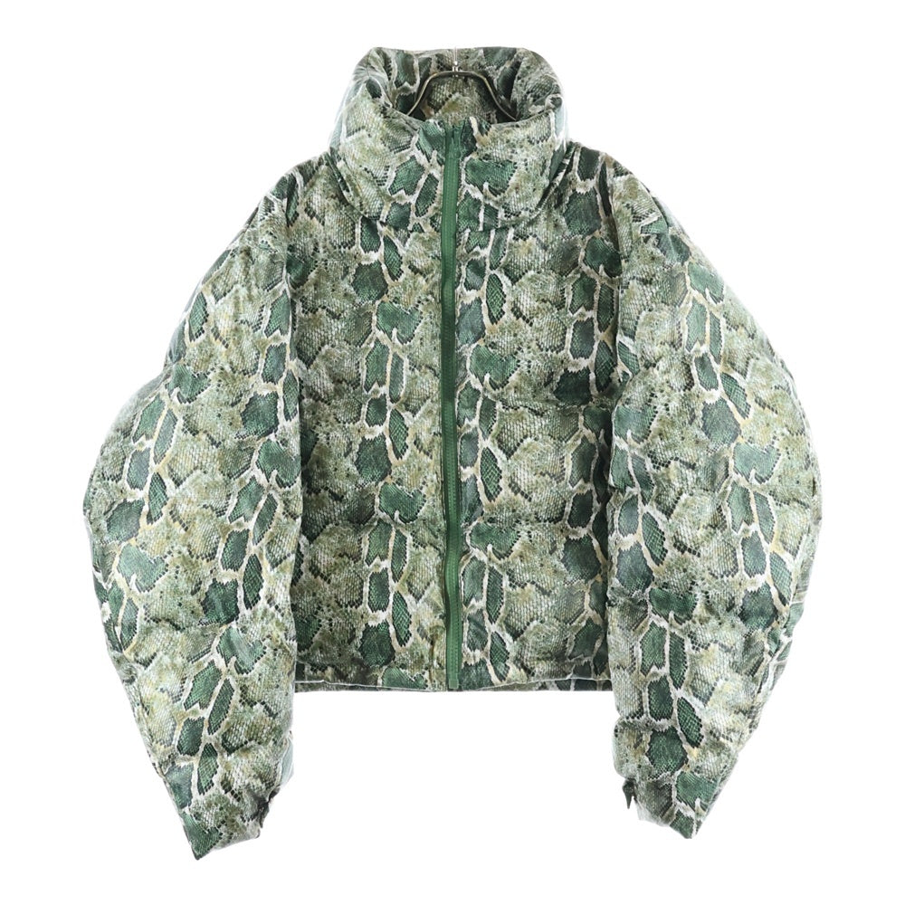 BREATH(ブレス) FAUX LEATHER SNAKE DOWN JACKET フェイクレザー パイソン柄 ダウンジャケット グリーン BR25AW-00025