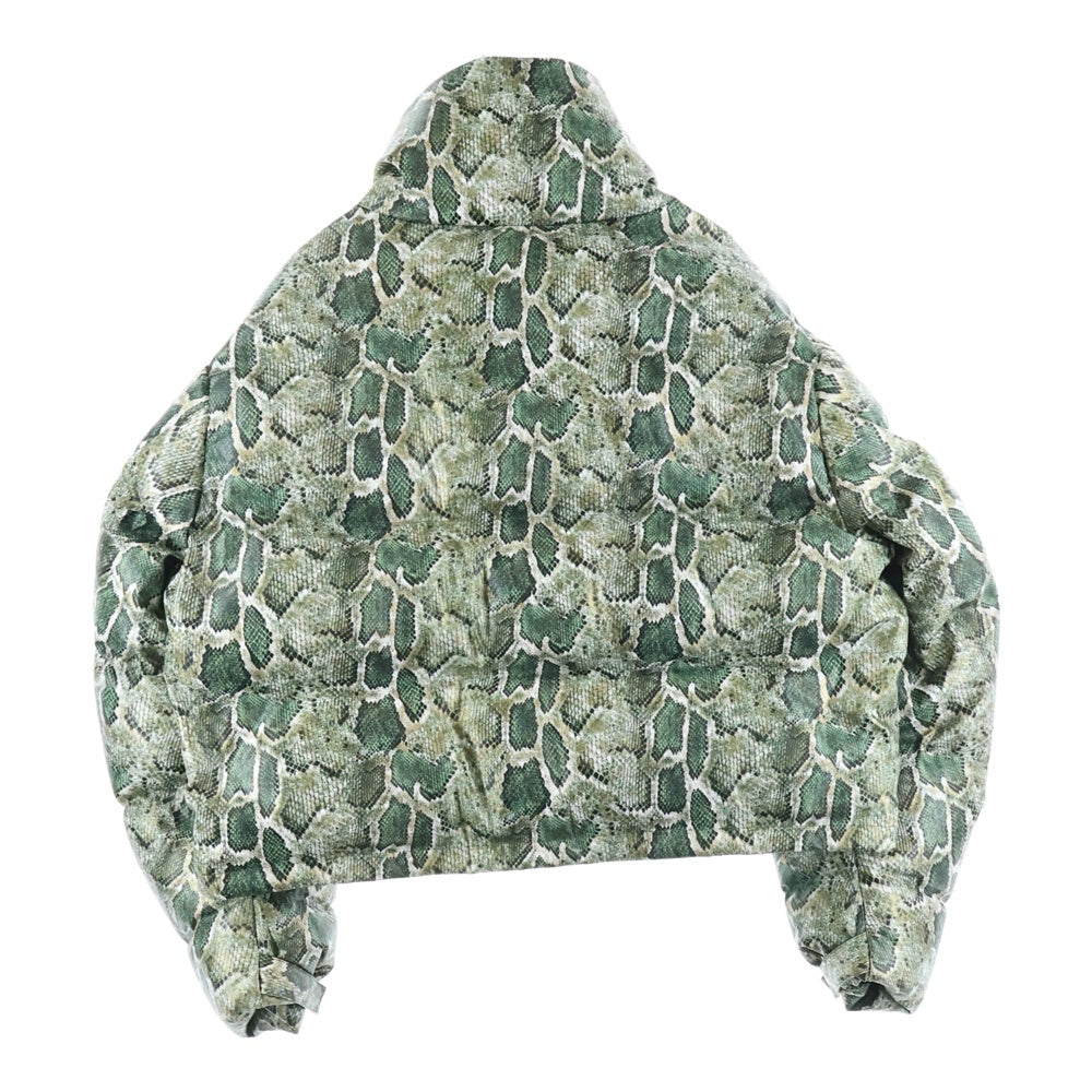 BREATH(ブレス) FAUX LEATHER SNAKE DOWN JACKET フェイクレザー パイソン柄 ダウンジャケット グリーン BR25AW-00025