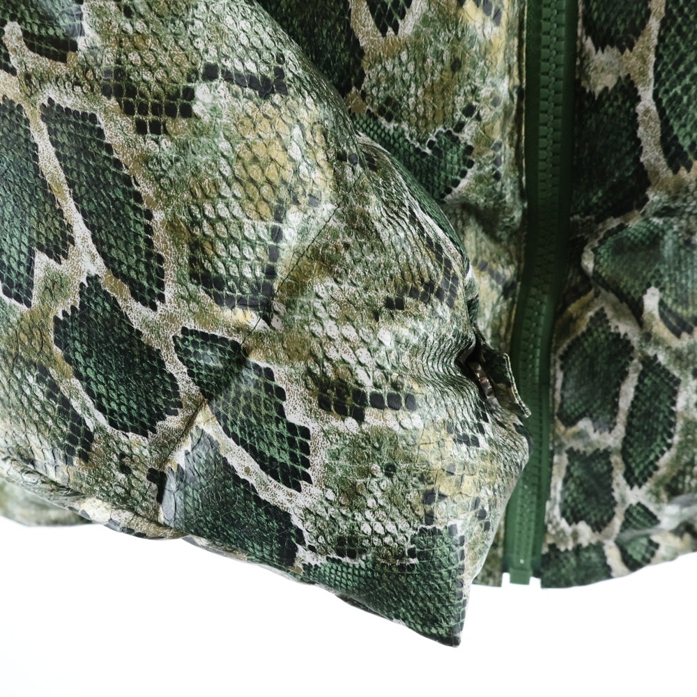 BREATH(ブレス) FAUX LEATHER SNAKE DOWN JACKET フェイクレザー パイソン柄 ダウンジャケット グリーン BR25AW-00025